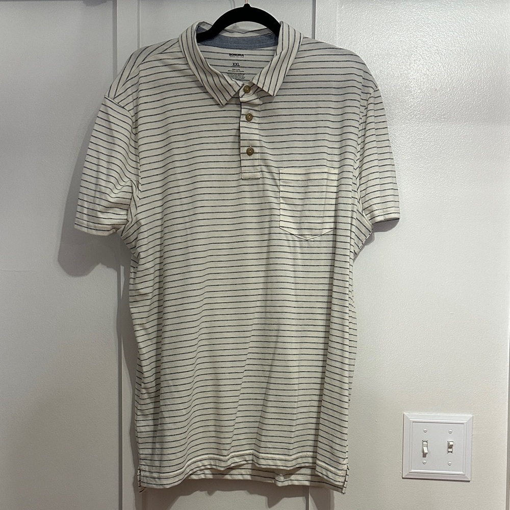 Goodfellow & Co Striped Polo in Cream and Gray